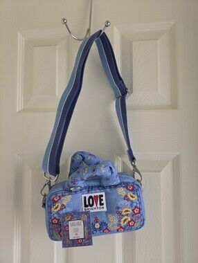 BRIGHTON Bandana Love Mini Crossbody Bag NWT Blue Floral Quilted Puffy Purse